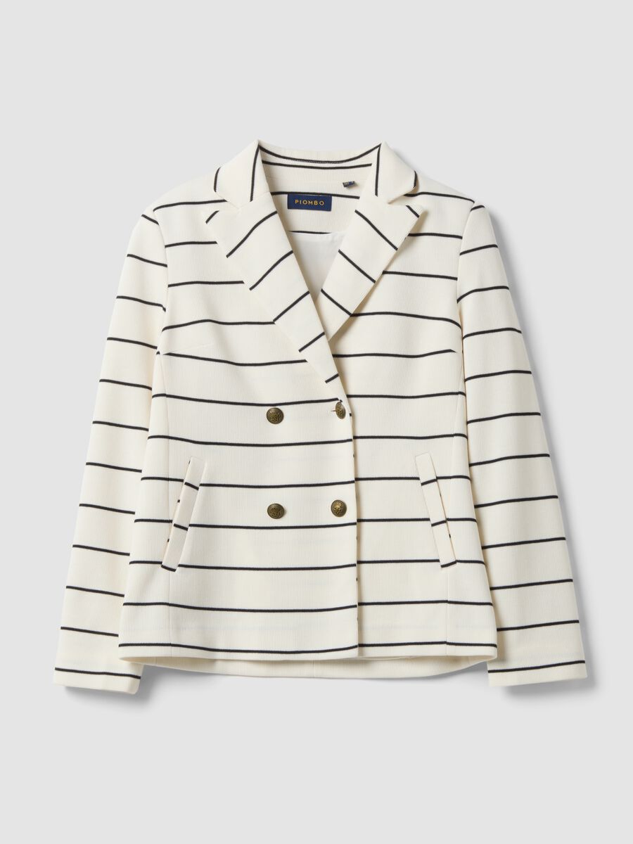 Blazer bianco a righe regular fit doppiopetto con rever classico_4