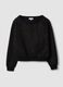 Black cotton-blend sweatshirt with boat neckline and glitter_0
