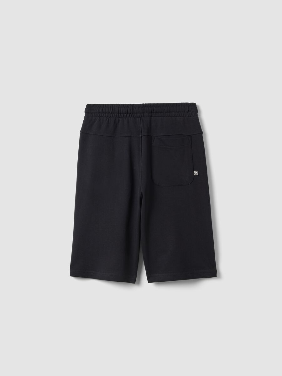 Boys' black pure cotton shorts, relaxed fit_1