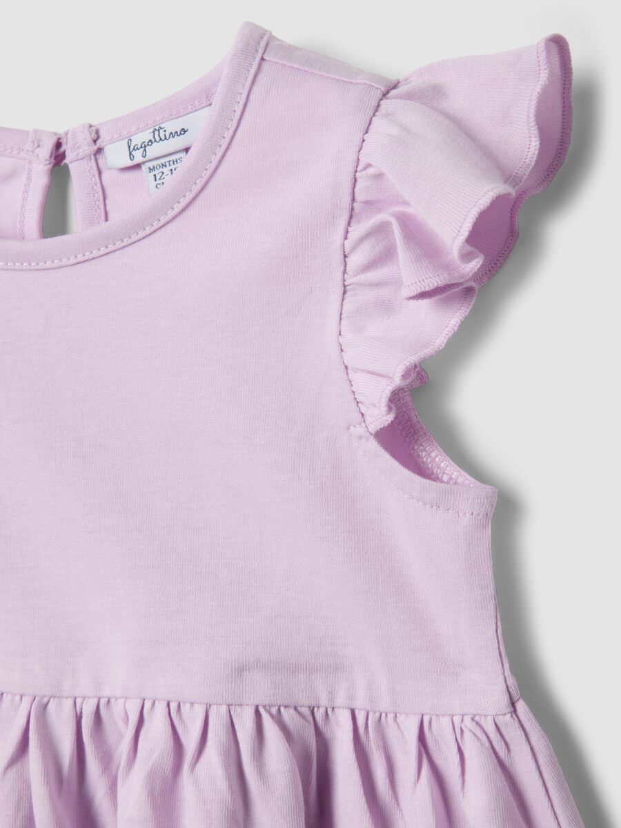 Girls&rsquo; pure cotton pink dress, regular fit with ruffles_2