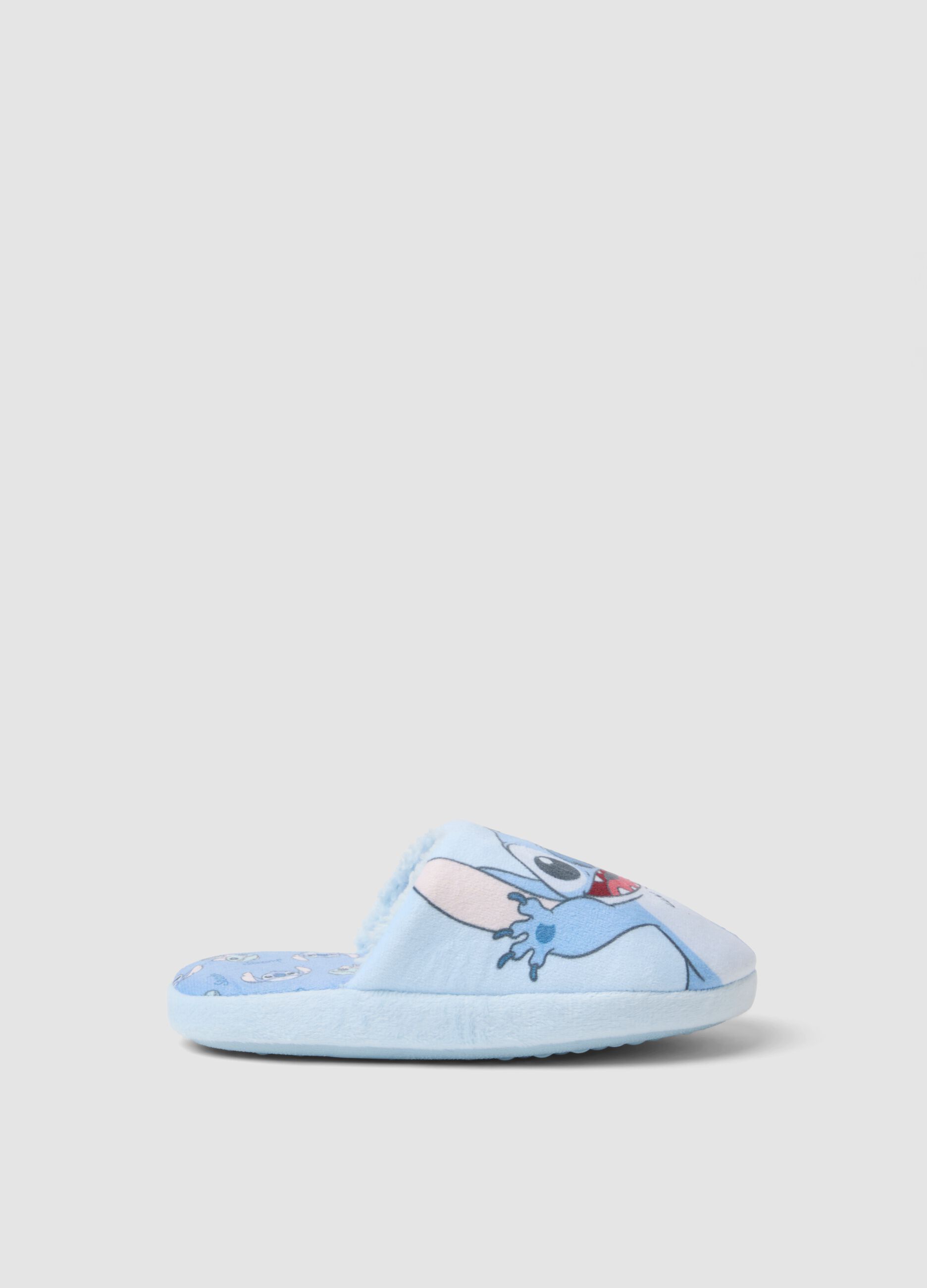 Blue Stitch print slippers for girls