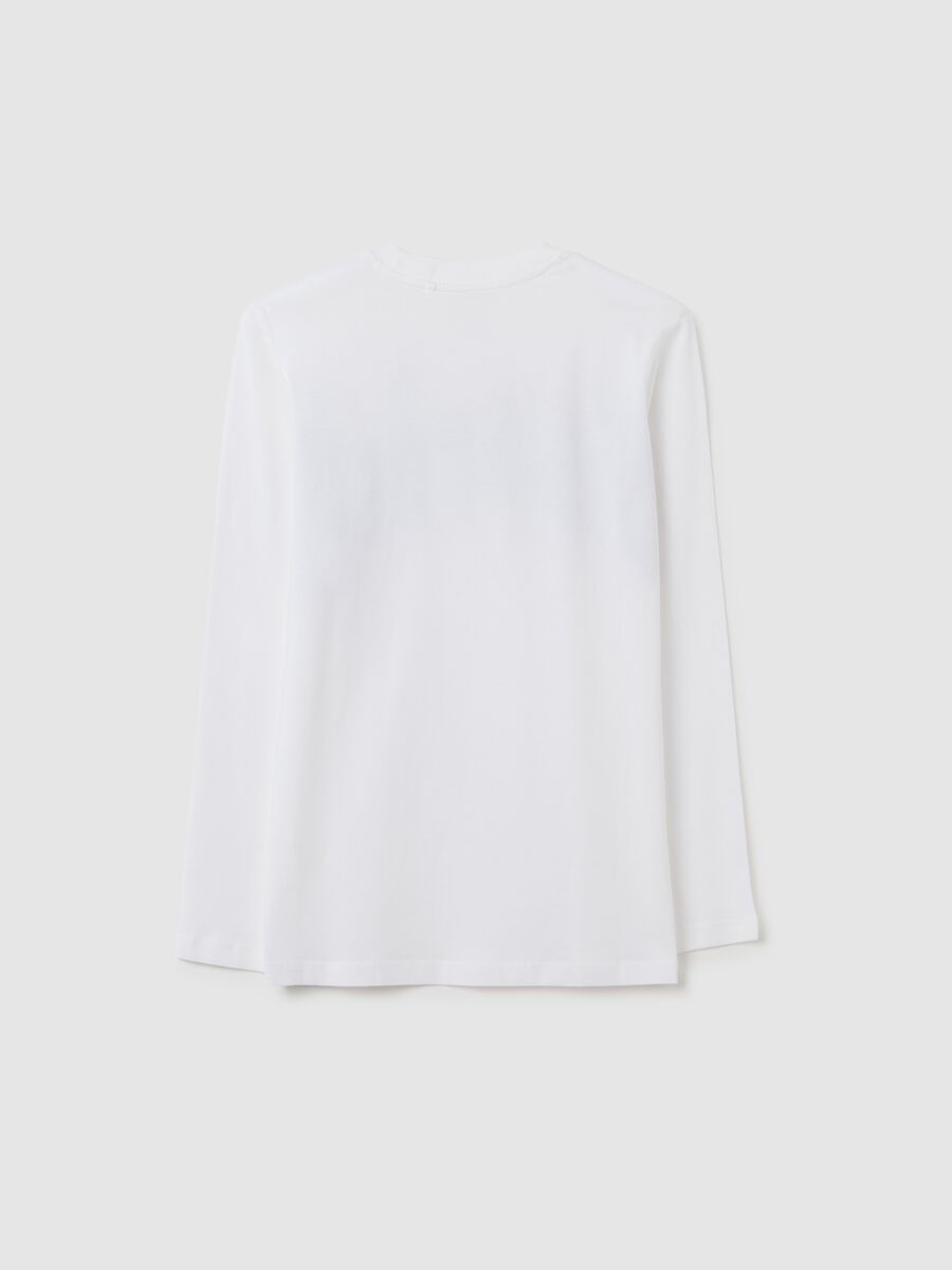 T-shirt da ragazzo in puro cotone bianca oversize_1