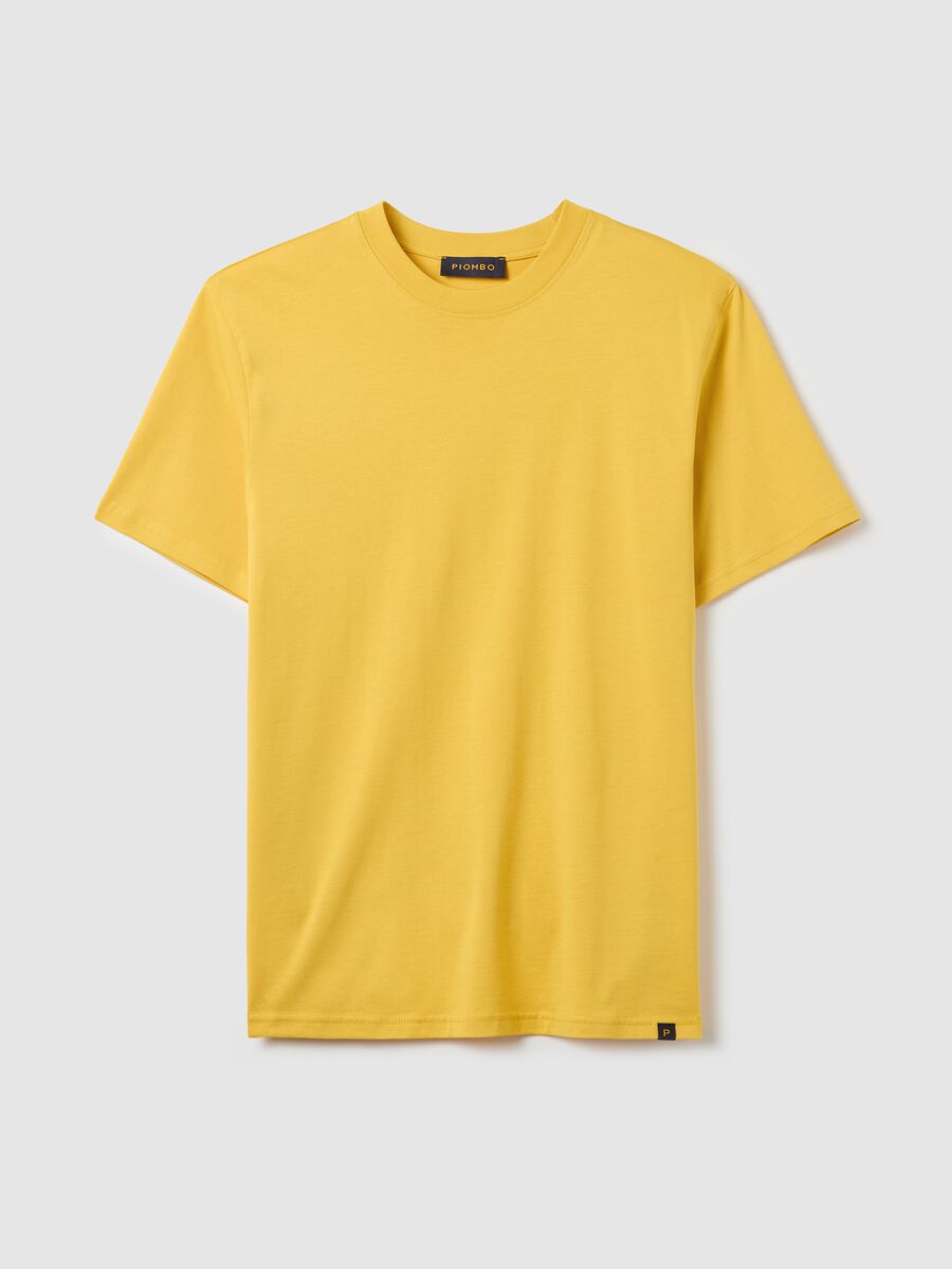 Plain cotton T-shirt with round neck._4