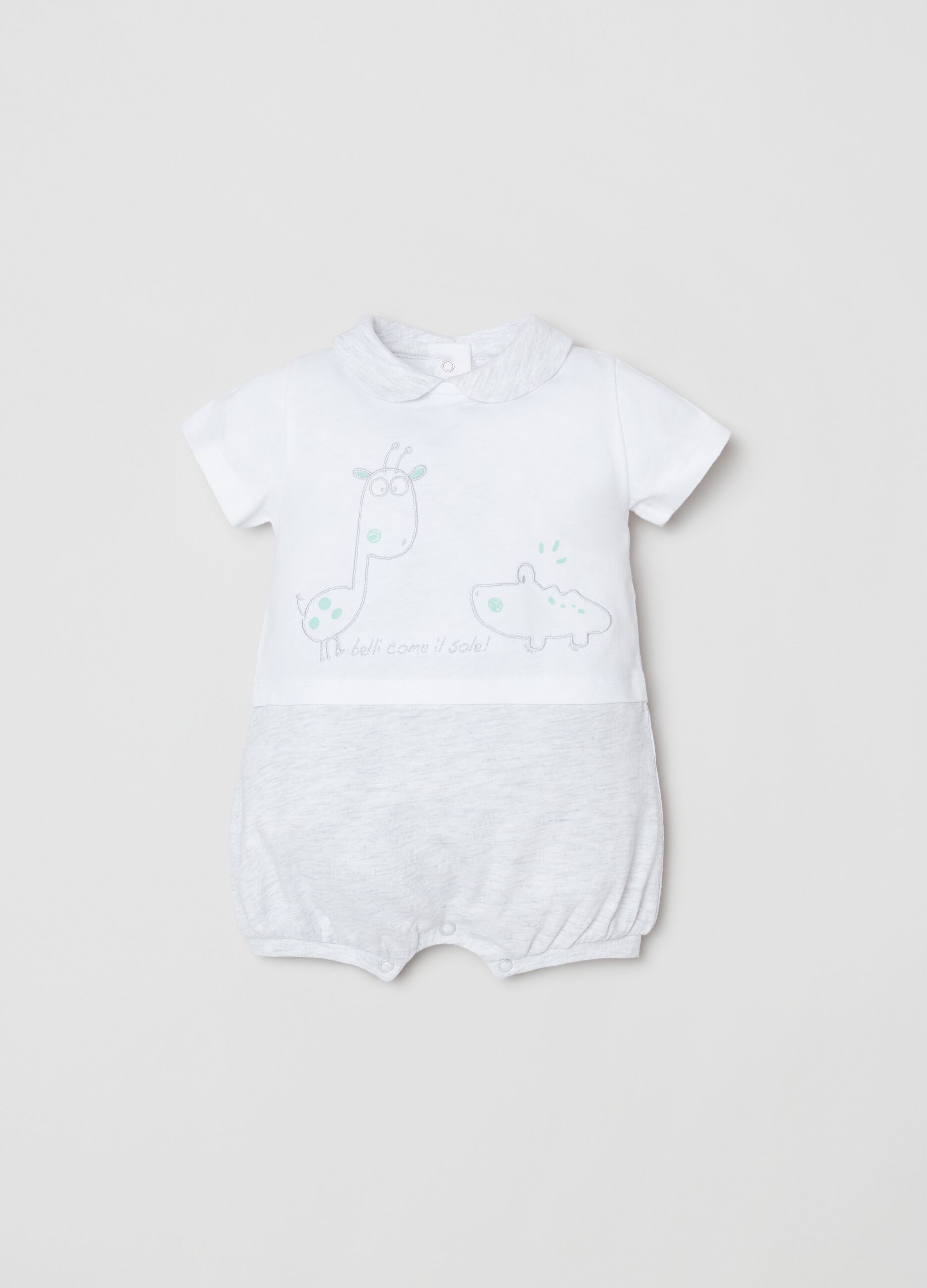 Romper suit with animals embroidery