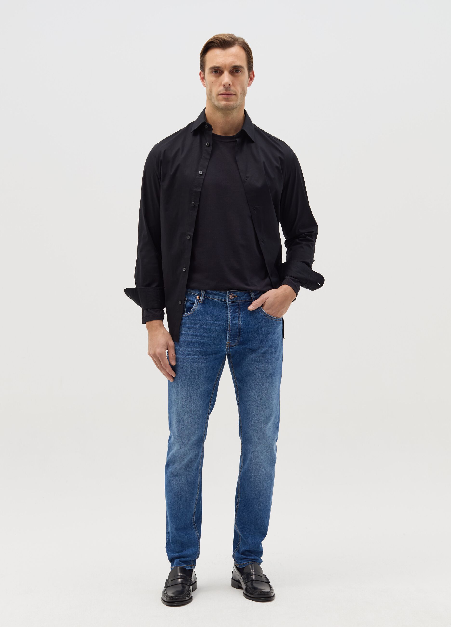 Slim-fit jeans with fading