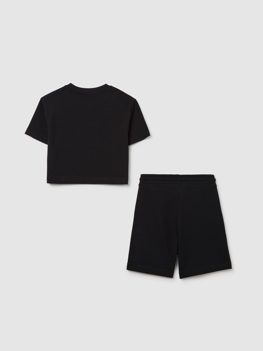 Set t-shirt e pantaloncini da ragazza in puro cotone nero regular fit_4