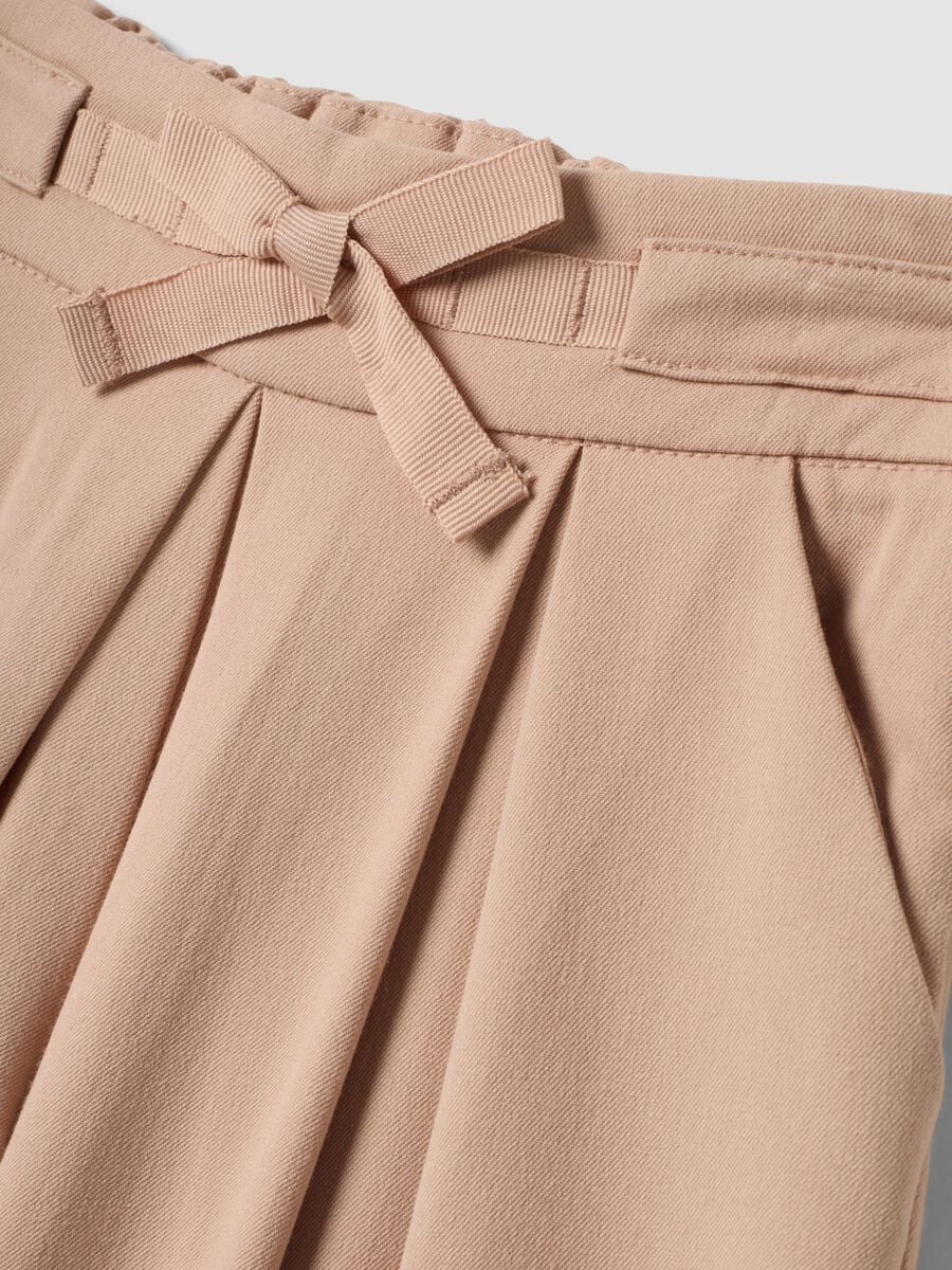 Beige formal wide-leg trousers in stretch viscose with pleats_2