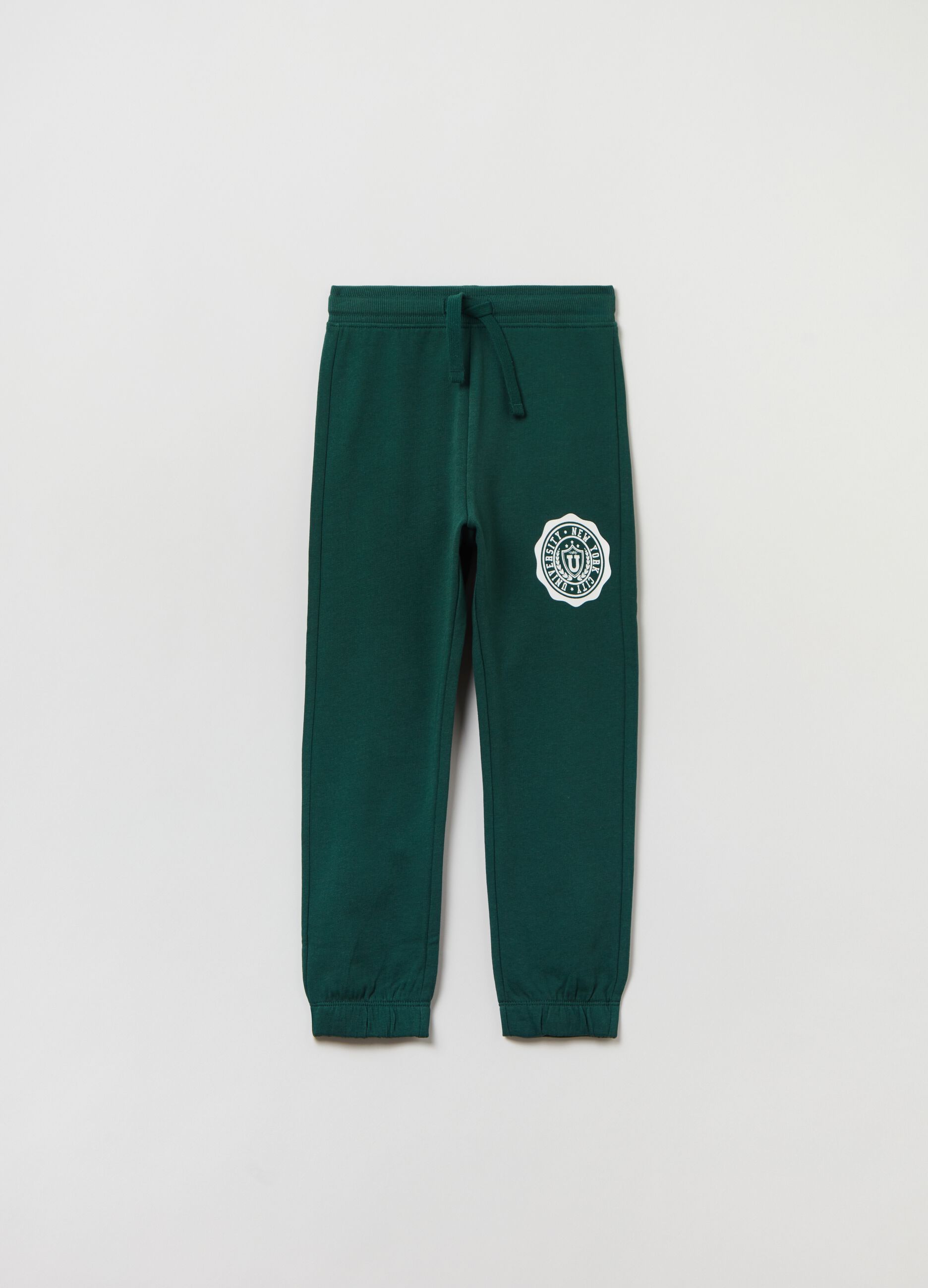 Joggers in felpa con coulisse e stampa_0