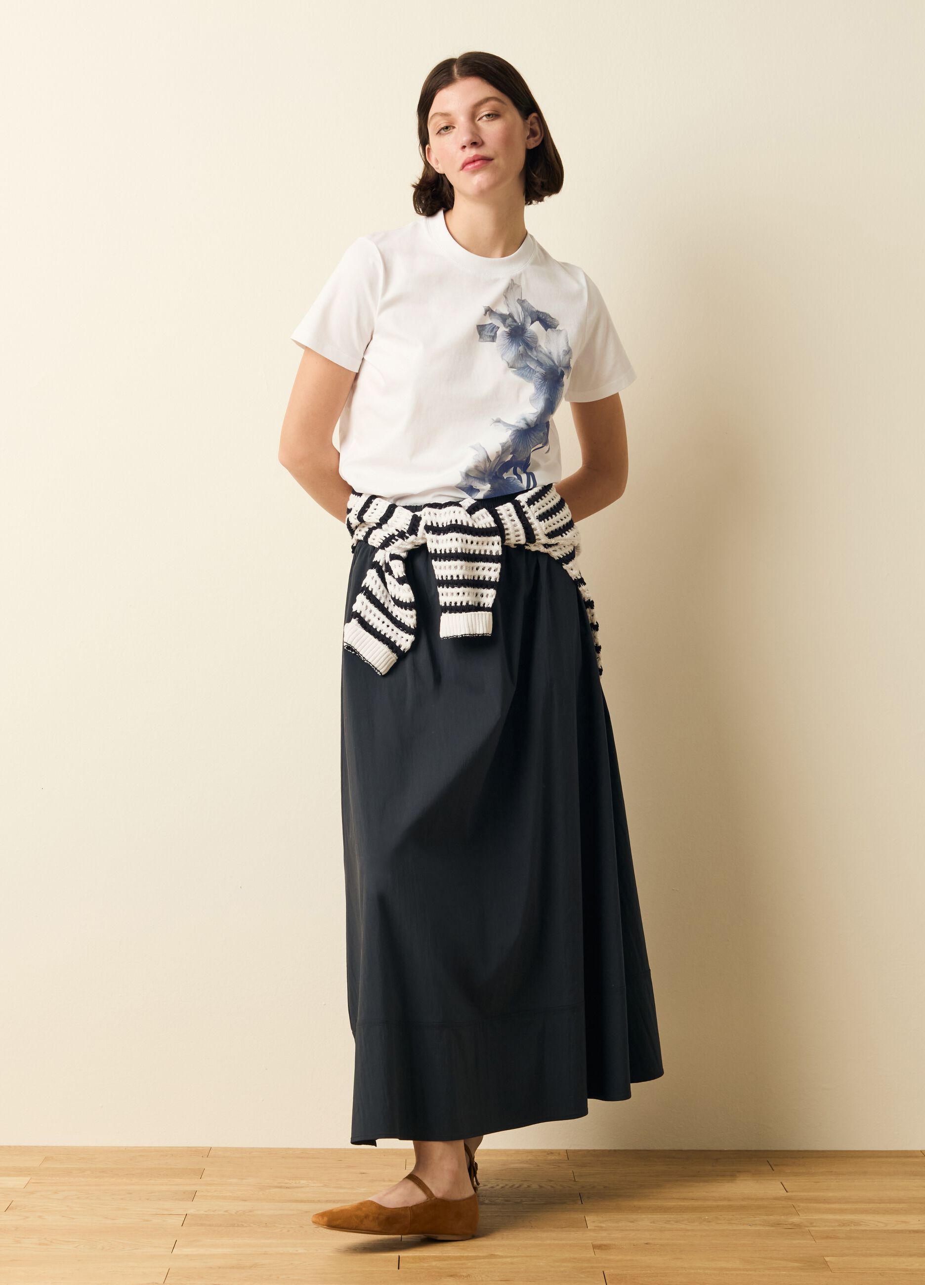 Cotton T-shirt with flowers print