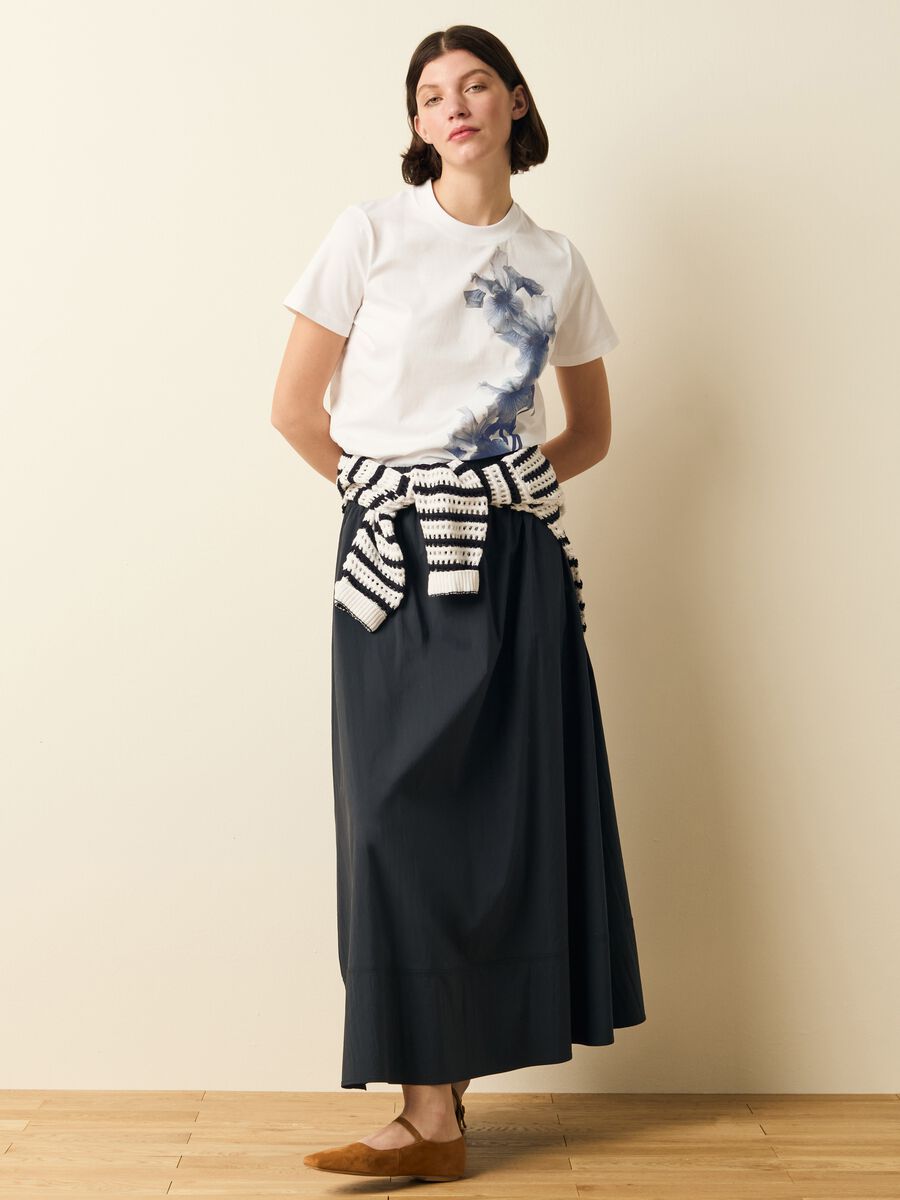 Cotton T-shirt with flowers print_0