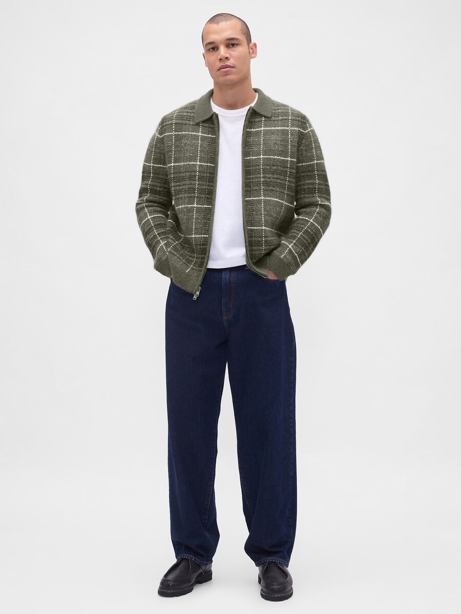 Green Checkered Sweater in Wool and Alpaca Blend_1