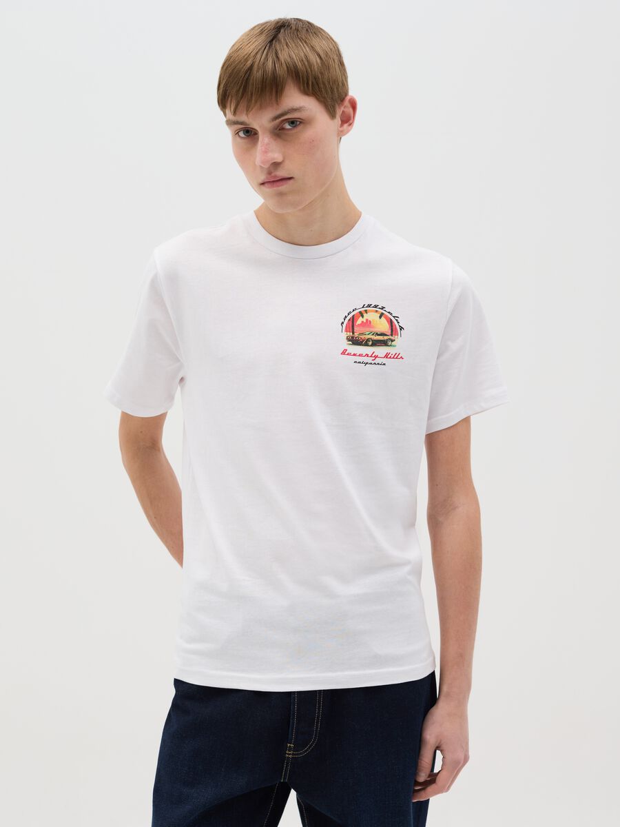 Cotton T-shirt with "Beverly Hills Race" print_0