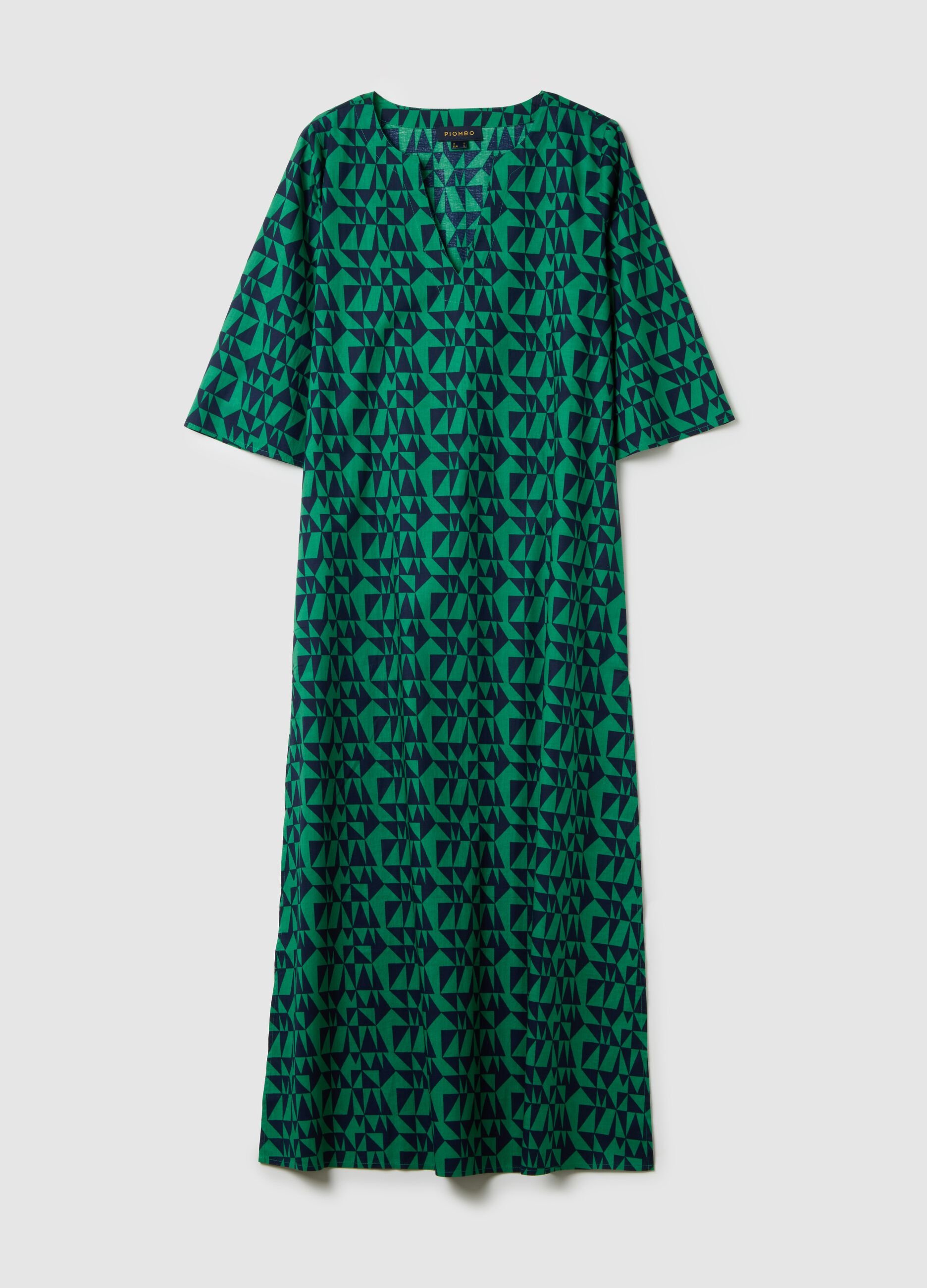 Women's Long Dress in Multicolour Pure Cotton