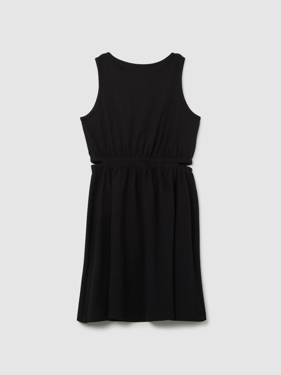 Girl's sleeveless black regular fit dress in pure cotton_4
