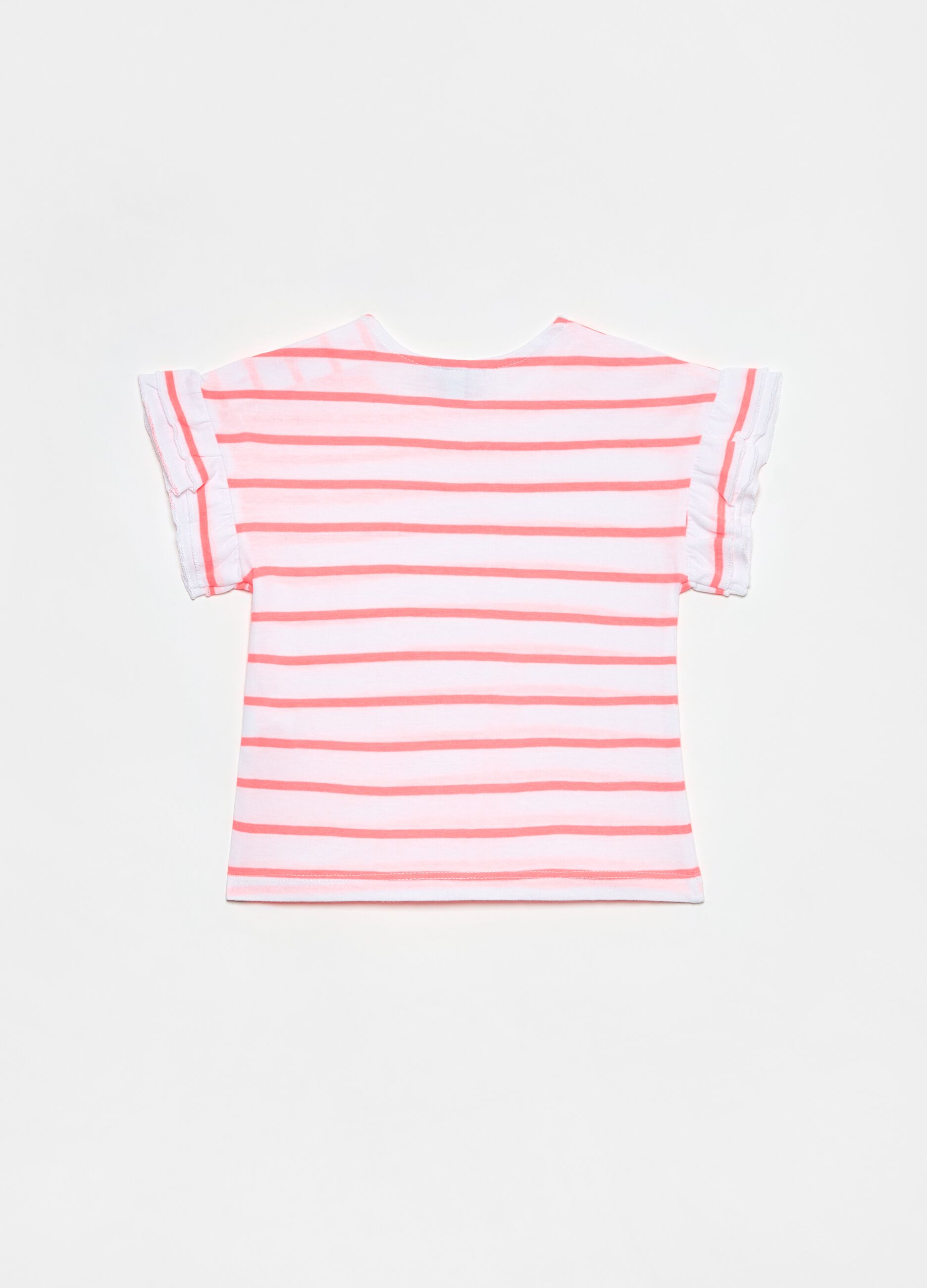 Striped T-shirt with frills