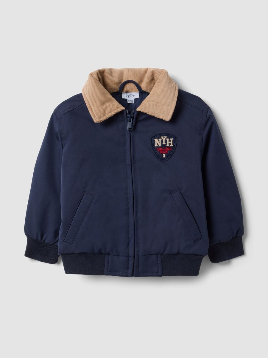 Blue zip-up jacket with contrast collar for boys_0