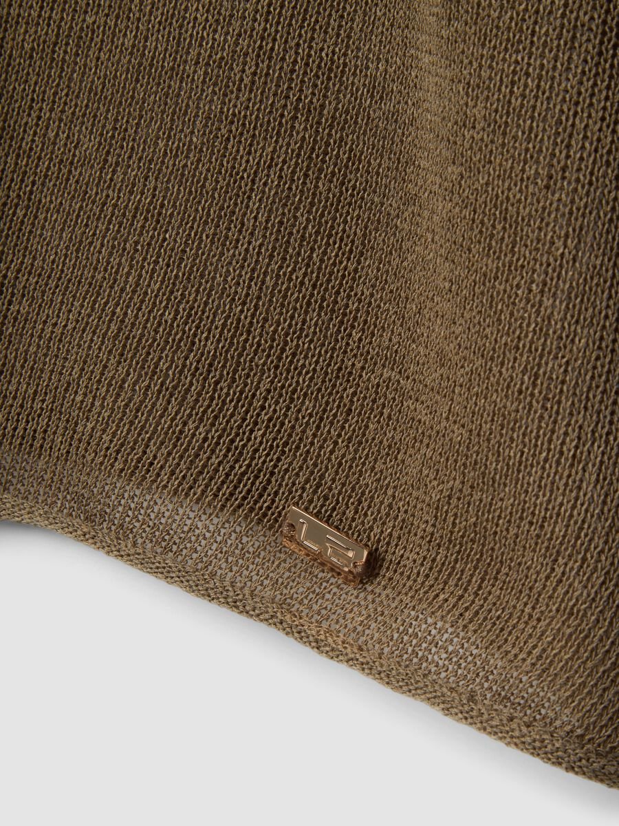 Maglia in misto lyocell e lino marrone oversize fit con scollo a V_5