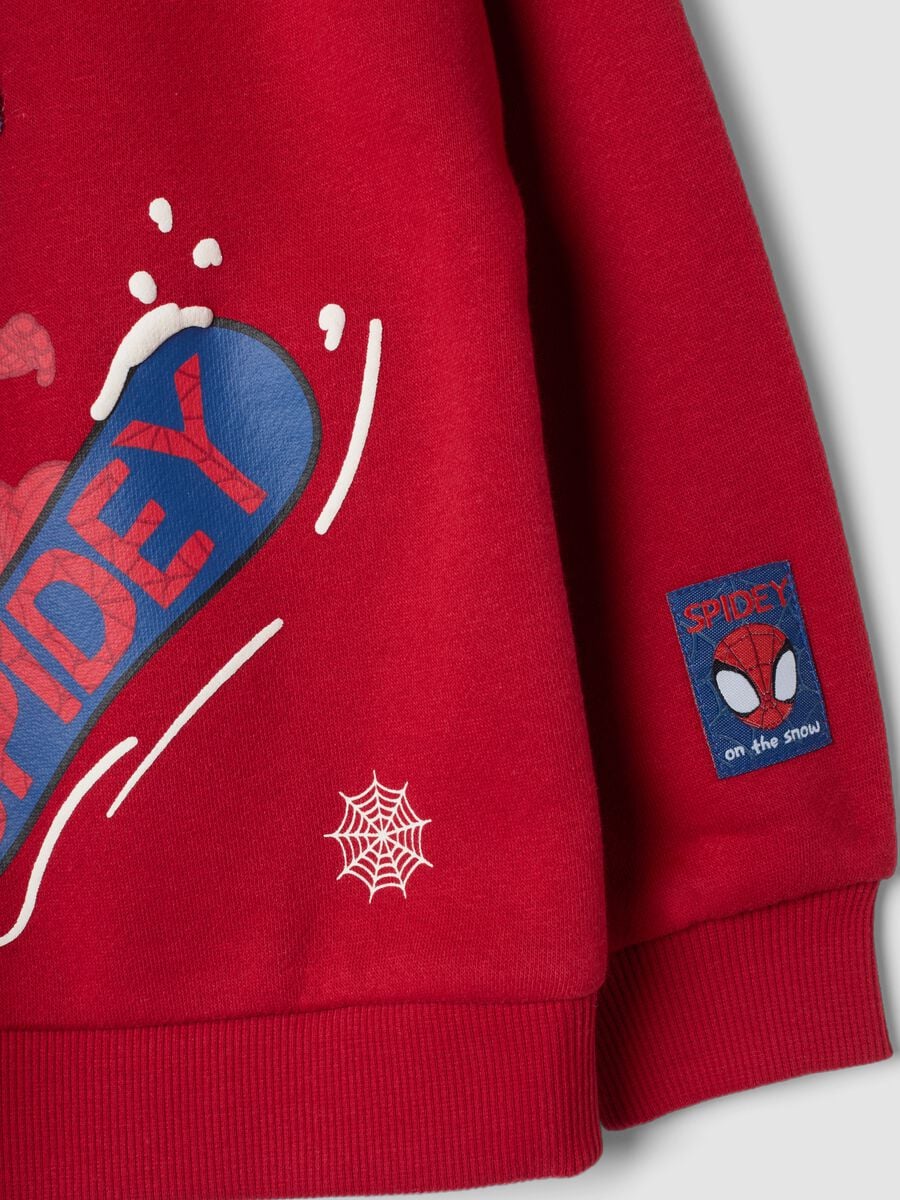 Red crew-neck cotton-blend sweatshirt with MARVEL Spider-Man print_3