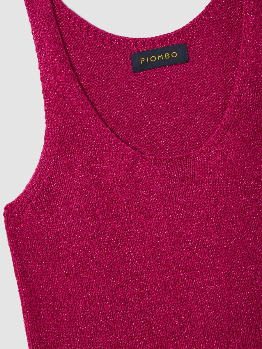 Pink viscose-blend regular-fit glitter tank top_5