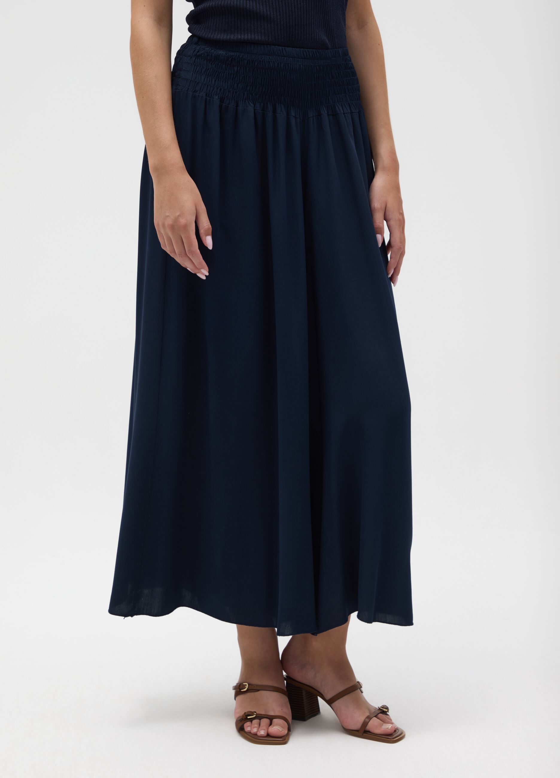 Women's trousers in pure blue viscose regular fit