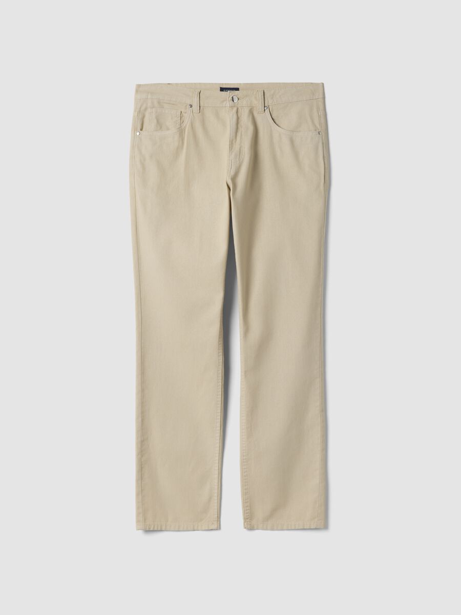 Beige casual linen-blend regular-fit trousers_4