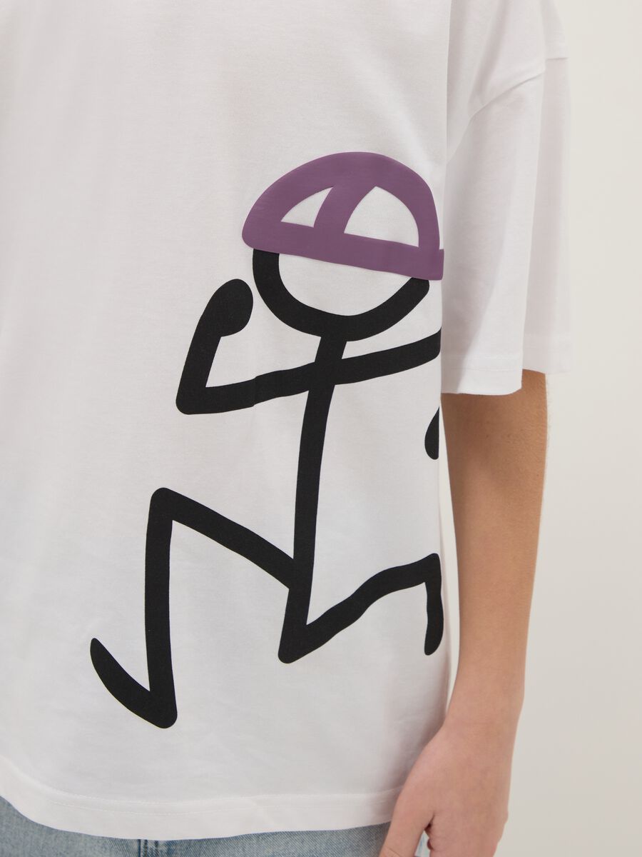 Boy's white pure cotton oversized fit t-shirt with print_2