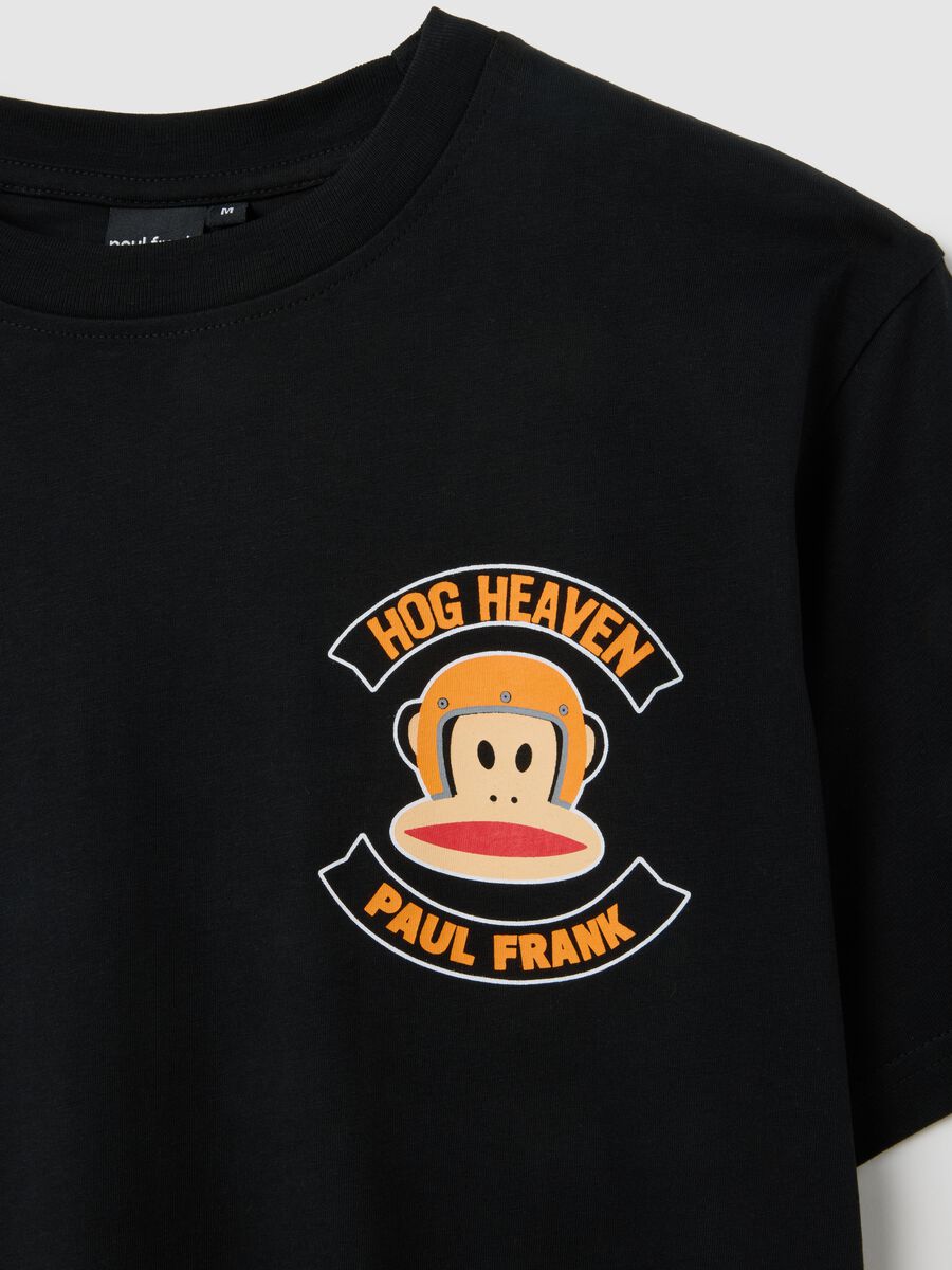 T-shirt nera a maniche corte in puro cotone regular fit_1