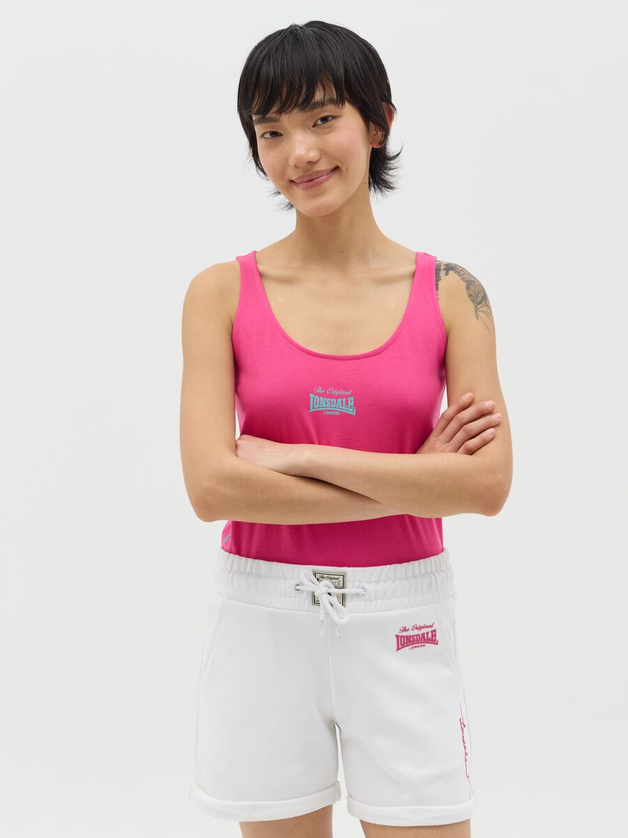 Fuchsia tank top with logo print_0