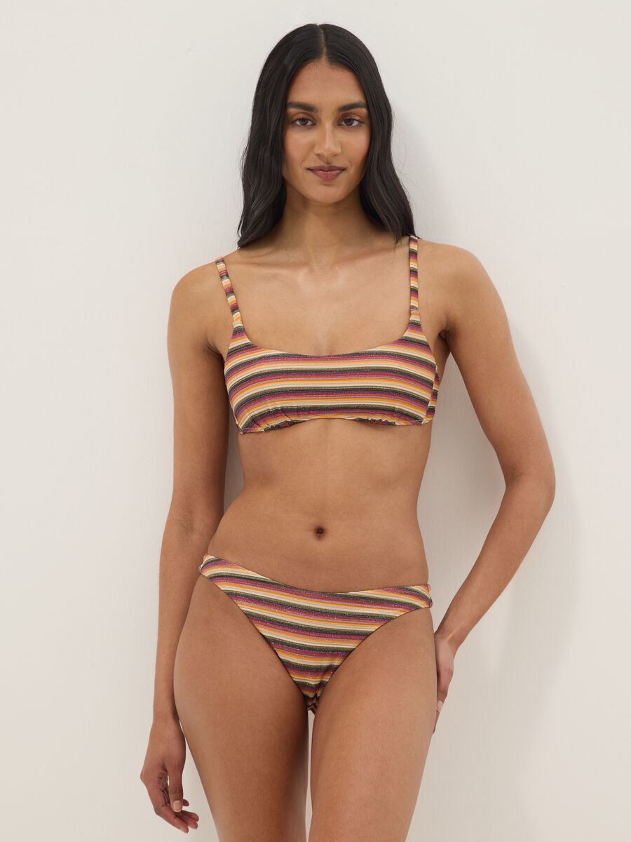 Slip da mare in tessuto elasticizzato a righe multicolor_0