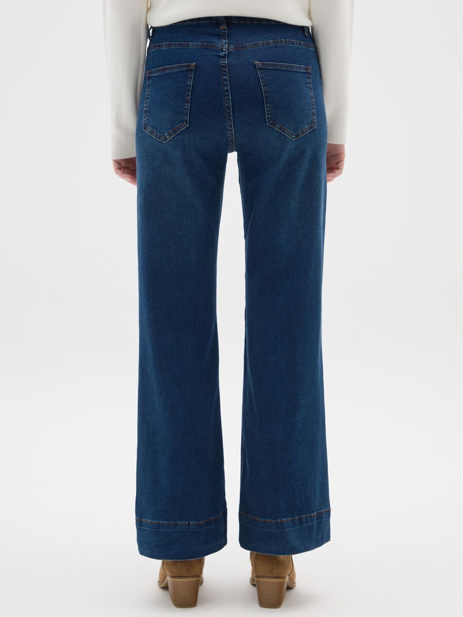 Blue Stretch Cotton Regular Fit Trousers_2