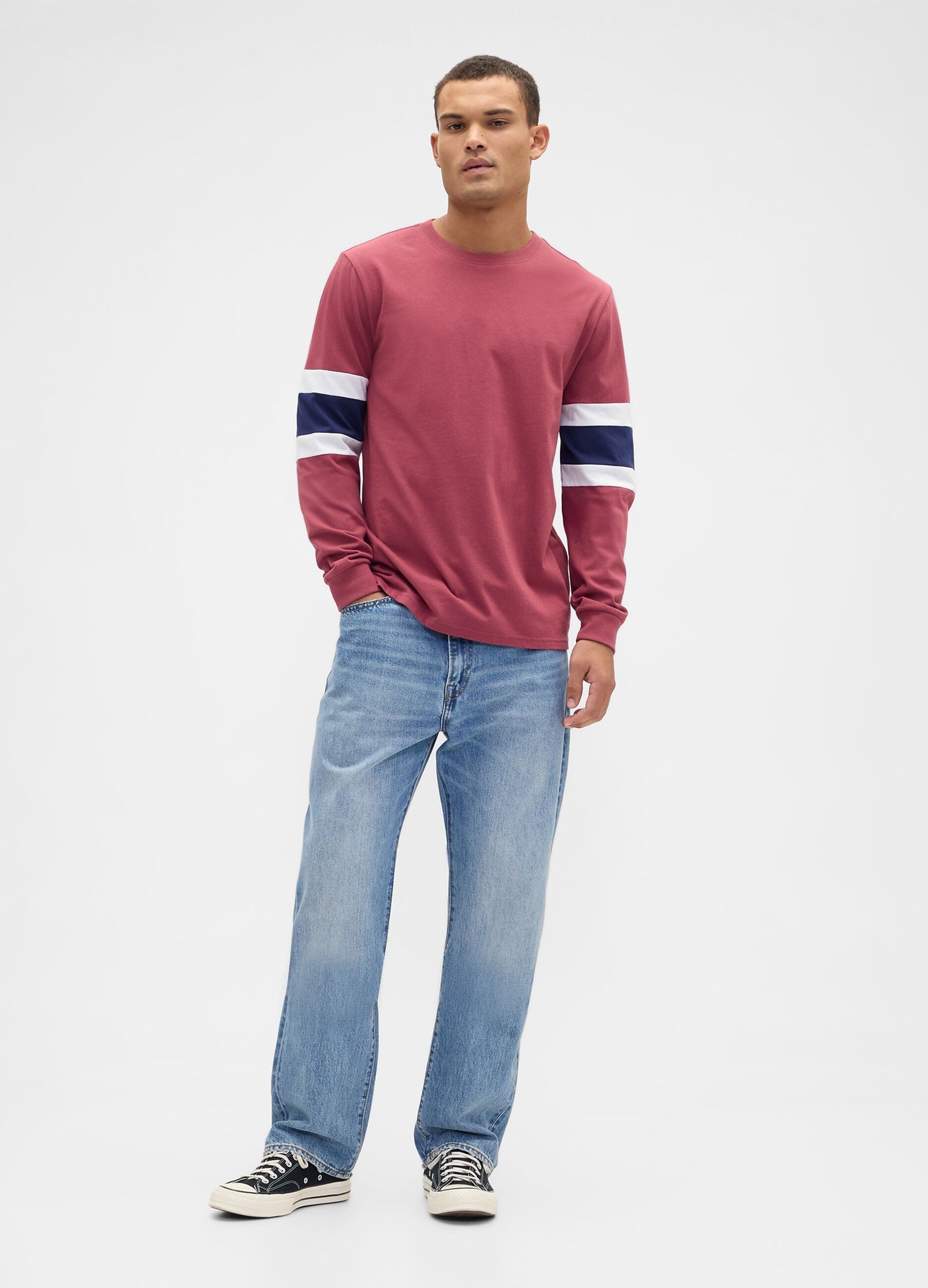 Red Long-Sleeve Cotton Shirt