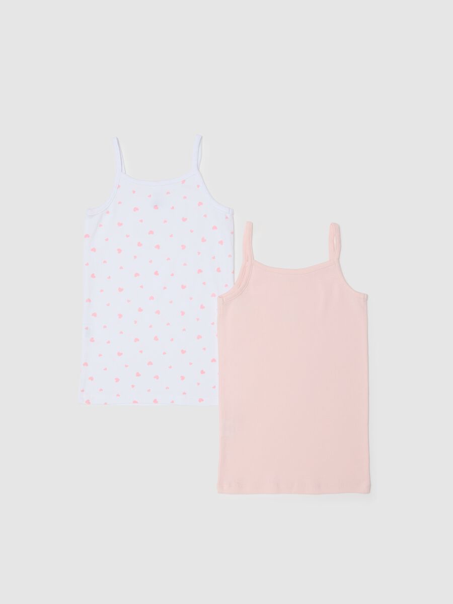 Two-pack girls' multicolour pure cotton tank tops, regular fit_1
