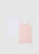 Two-pack girls' multicolour pure cotton tank tops, regular fit_1