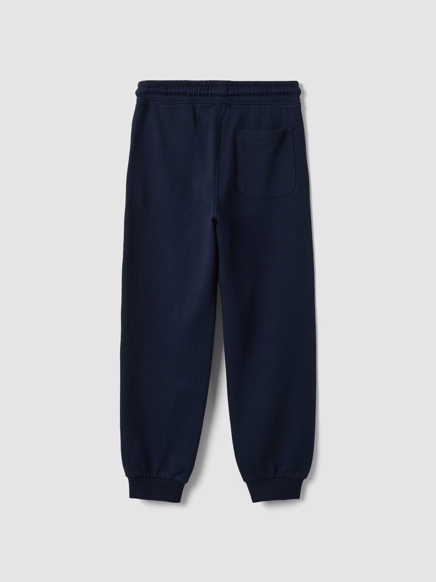 Navy cotton-viscose joggers with contrast print for boys_1