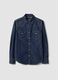 Dark blue pure cotton denim shirt, regular fit_4
