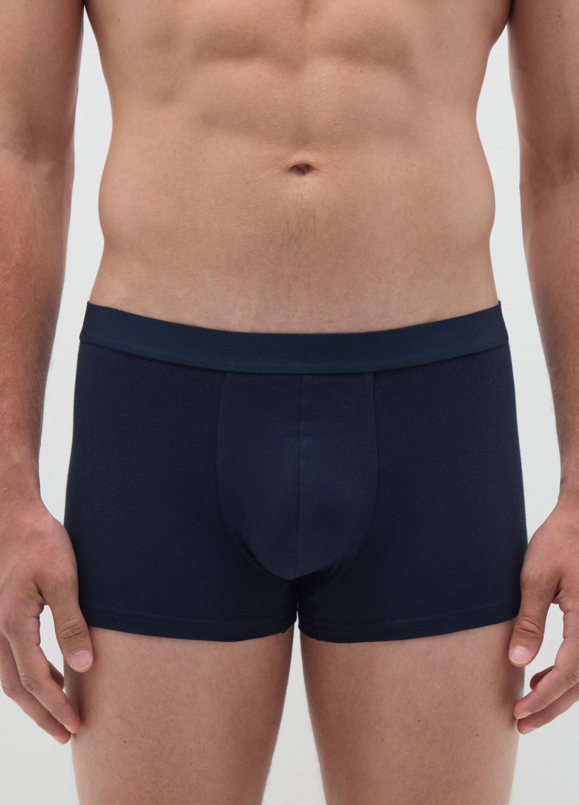 Set of three-pack cotton stretch blue regular fit boxers
