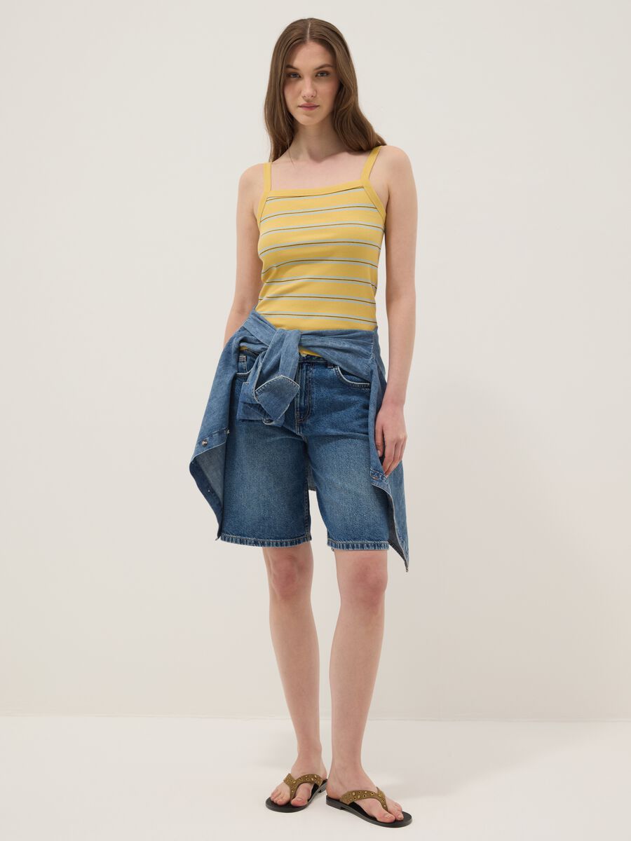 Tank top giallo in puro cotone a righe regular fit_2