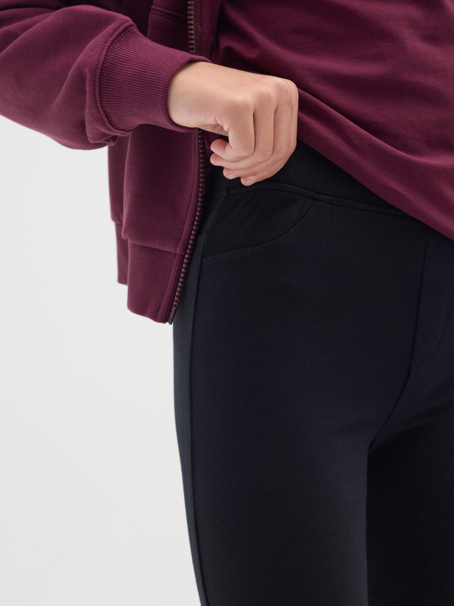 Treggings da ragazza in cotone elasticizzato neri slim fit_2