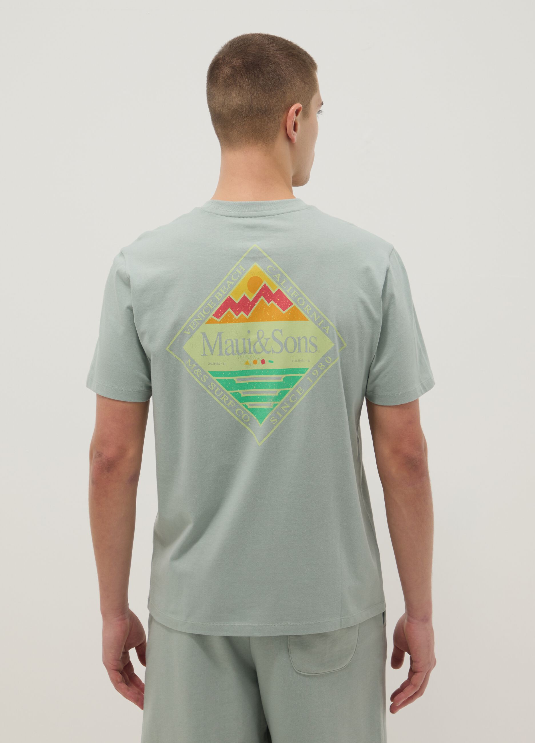 Green short-sleeve pure cotton T-shirt