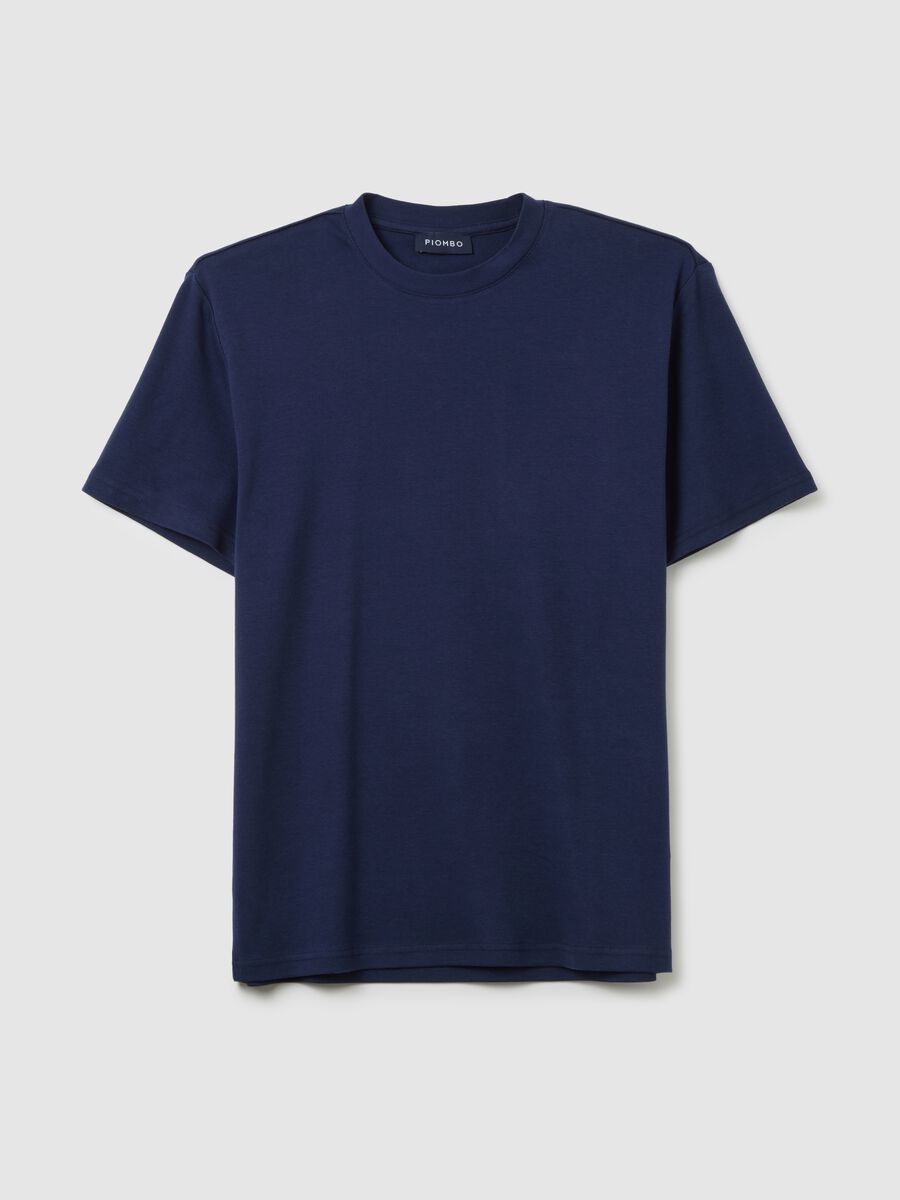 T-shirt in puro cotone blu regular fit_0