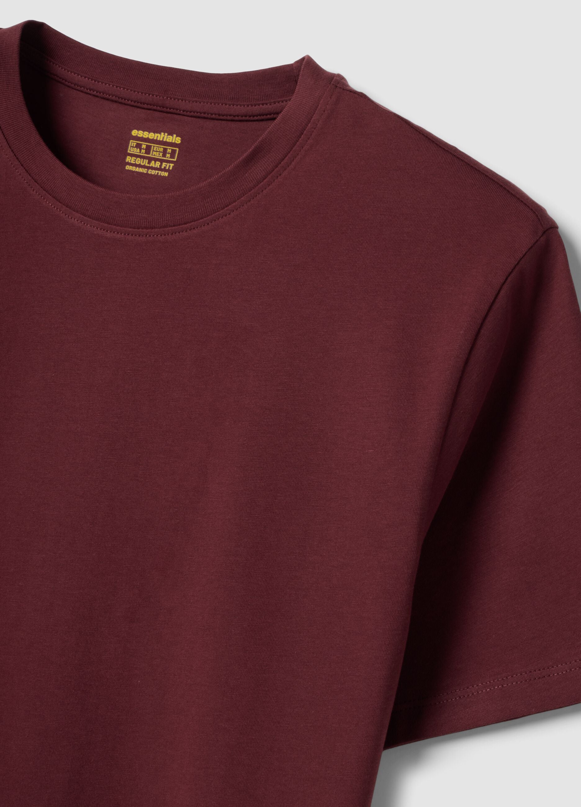 Red pure organic cotton jersey T-shirt, regular fit