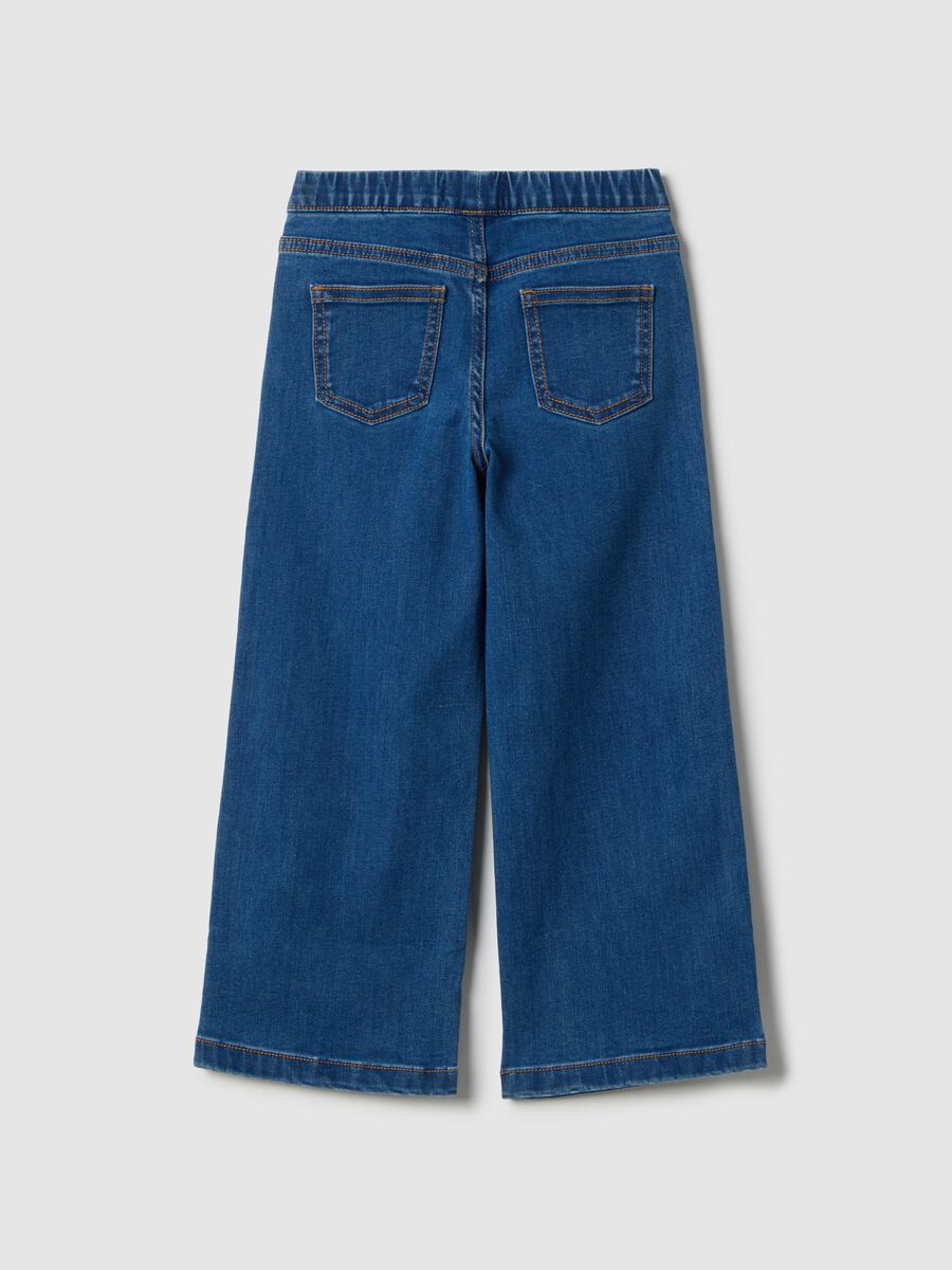 Girls' regular fit blue stretchy cotton blend jeggings_1