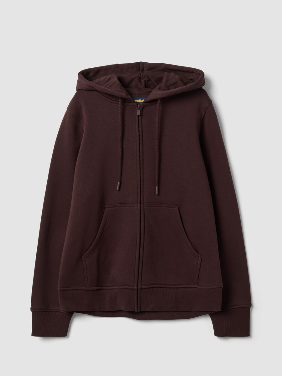 Felpa marrone in misto cotone con cappuccio regular fit_4