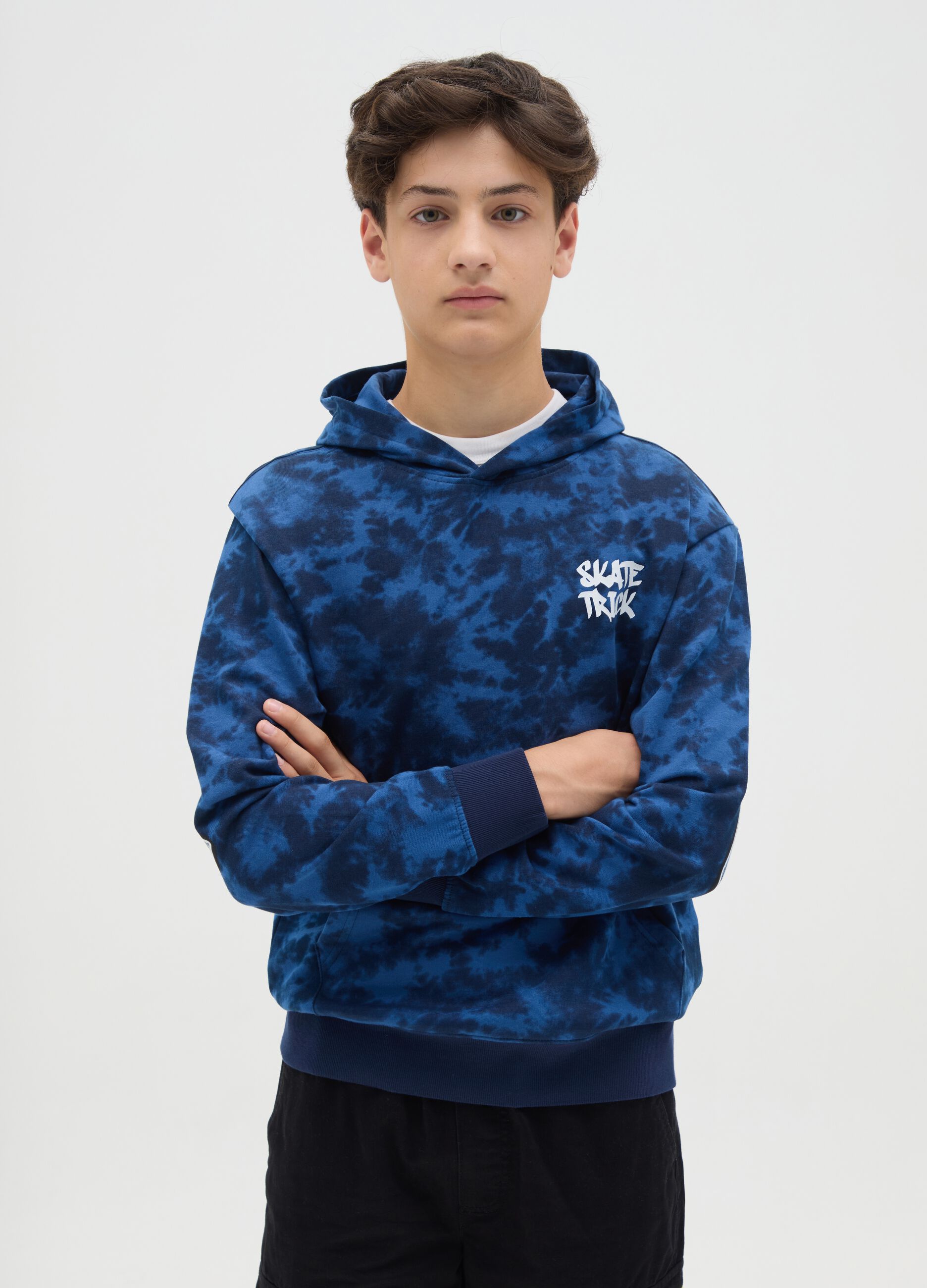 Tie-dye French terry sweatshirt with hood
