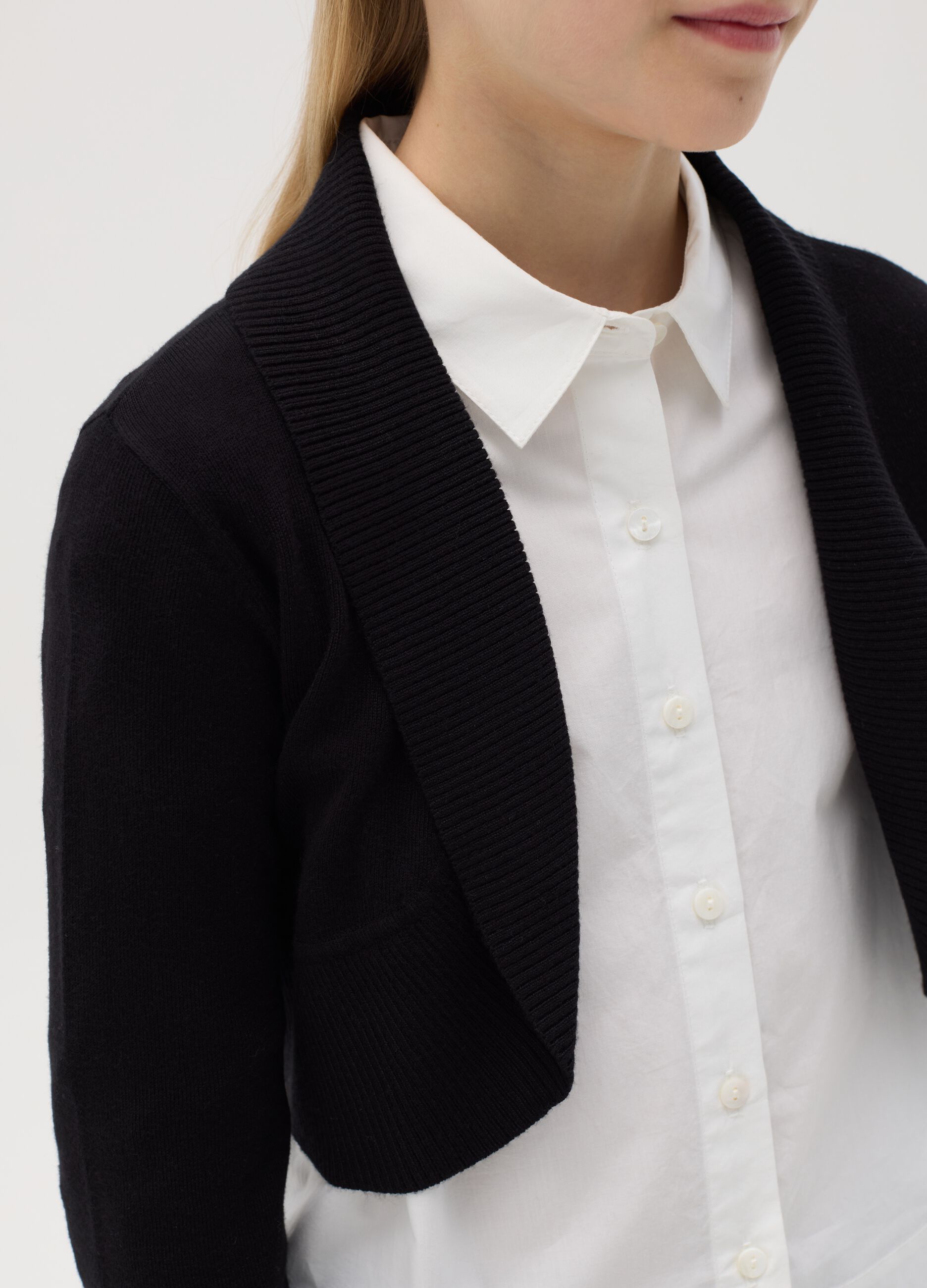 Edge to edge cardigan with shawl neck