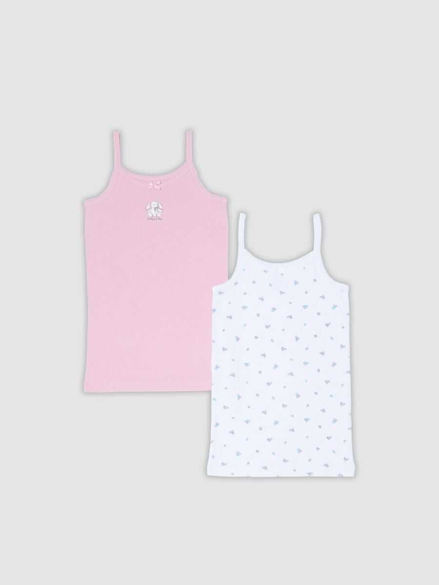 Bipack di canottiere rosa in cotone organico regular fit per bambina_0
