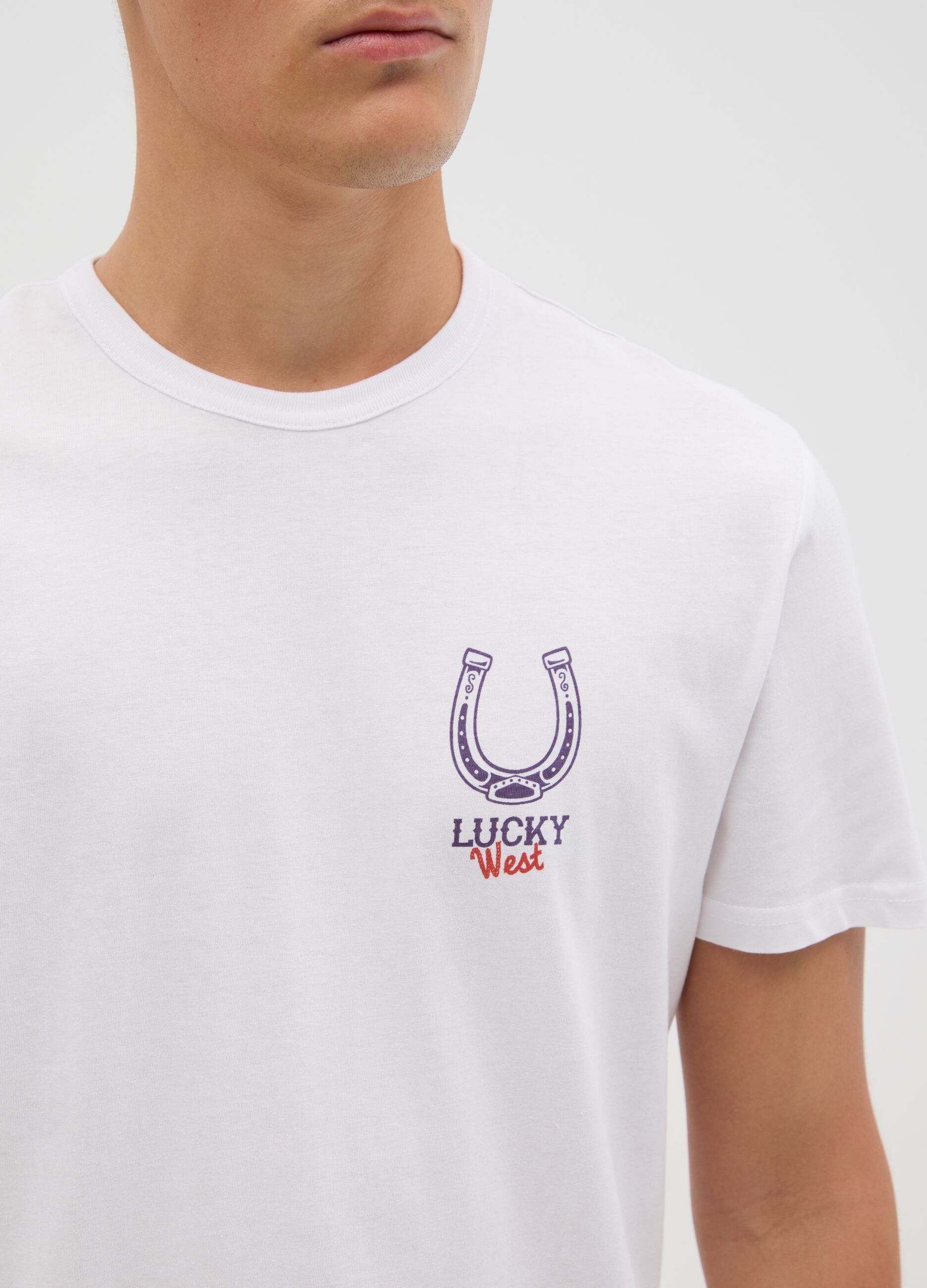White T-shirt with horseshoe print Ovs