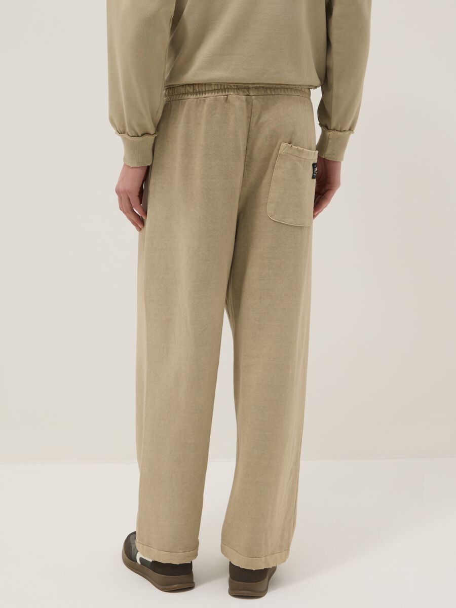 Oversize fit beige cotton blend trousers_2