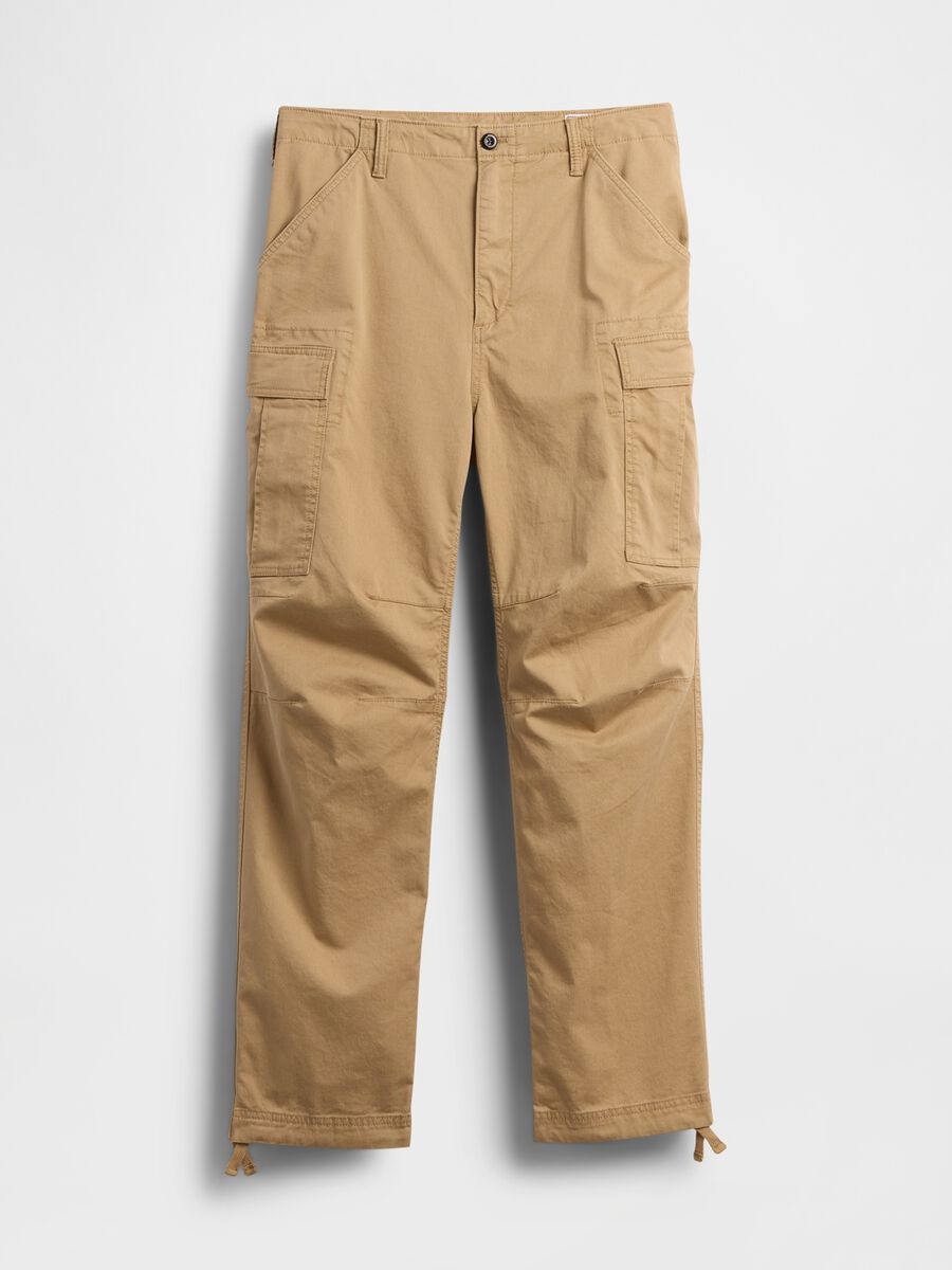 Beige Stretch Cargo Trousers_4
