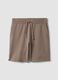 Brown cotton blend regular fit shorts_4